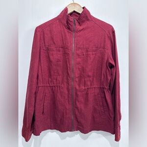 Old Navy Women’s‎ Brick Orange Linen Blend Utility Zip Jacket Size S